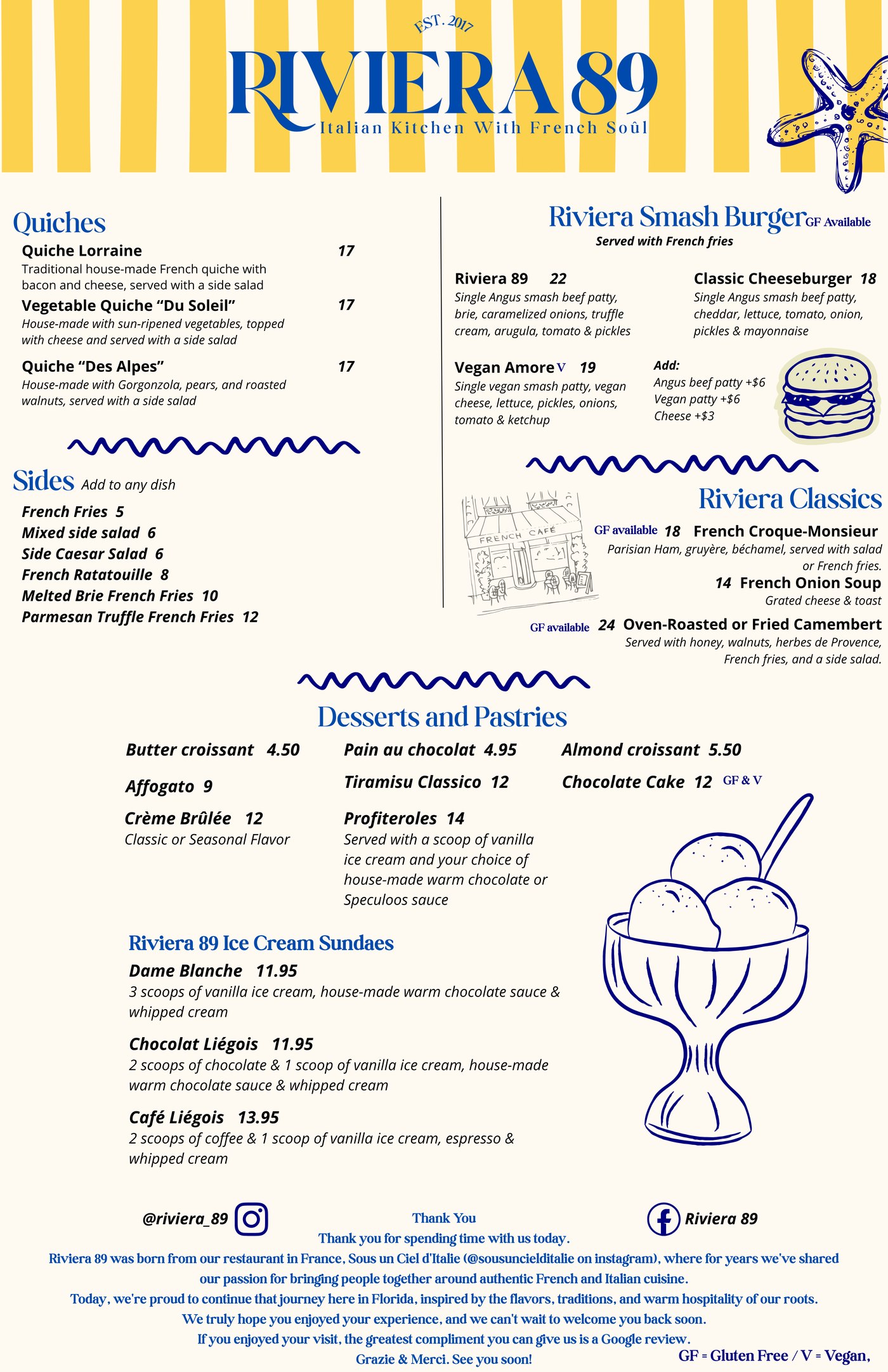 Riviera 89 Lunch menu, page 2